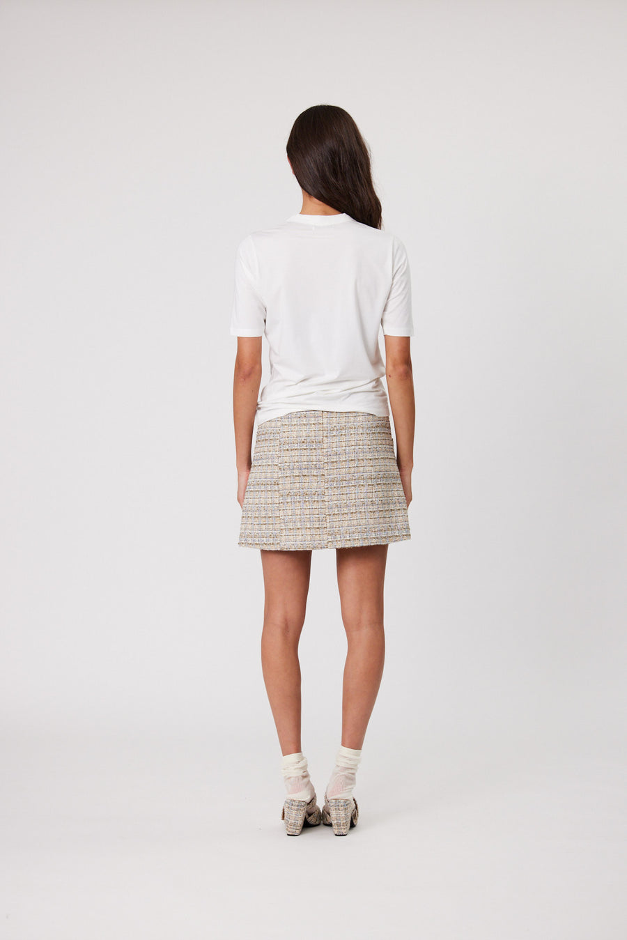 NOLA MINI SKIRT - OAT TWEED