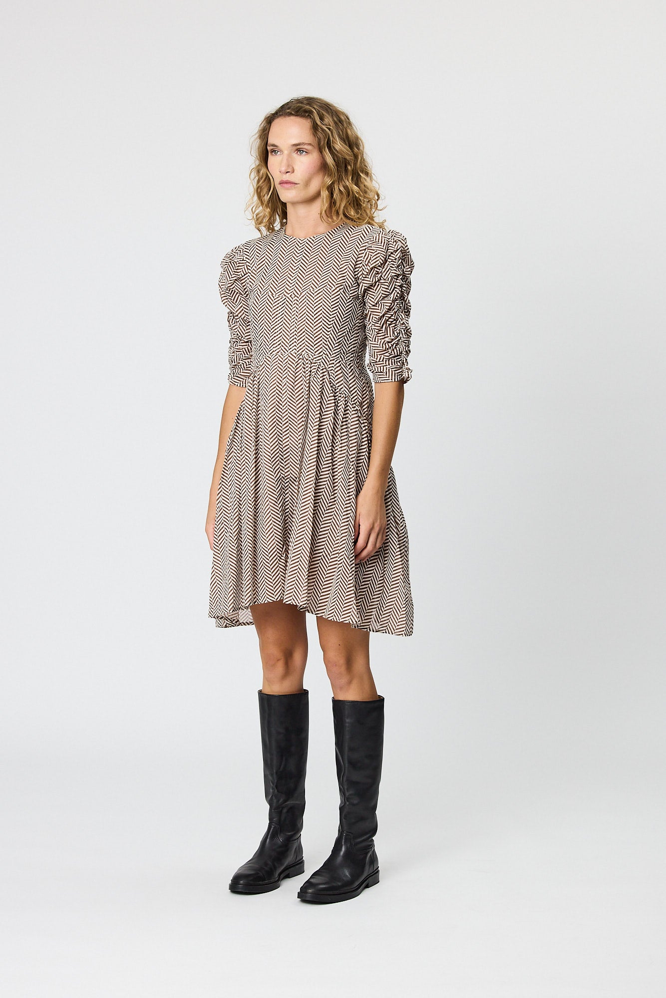 MARNI MINI DRESS CHOCOLATE HERRINGBONE Remain